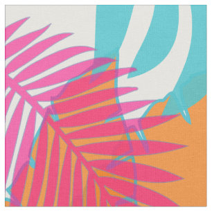 Tecido Teal/laranja/amarelo/verde da floresta tropical Pi