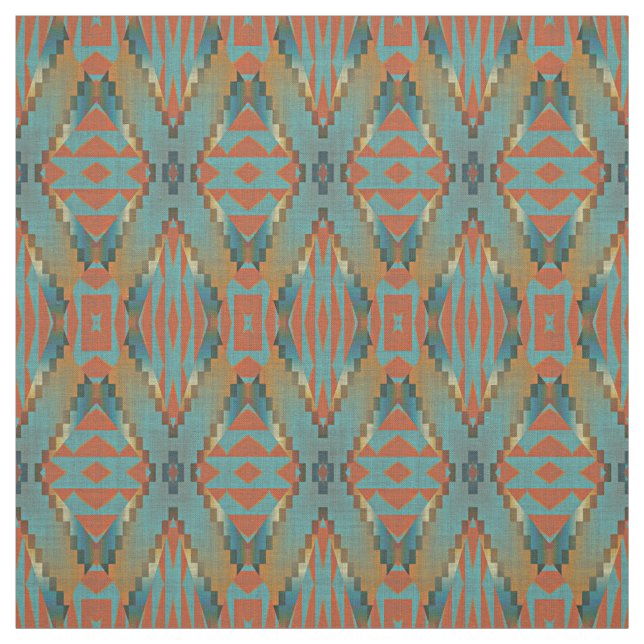 Tecido Teal Orange Turquoise Brown Etnic (Modelo)
