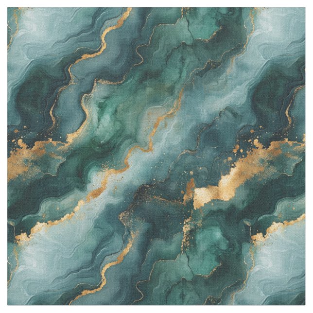 Tecido Teal / Verde / Mármore Dourado (Detalhe)