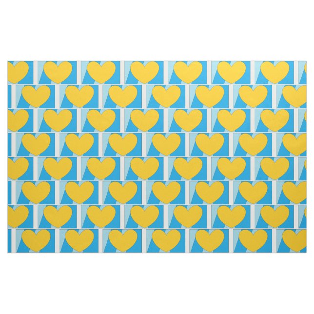 Tecido Tecido, azul com corações amarelos (Fat Quarter)