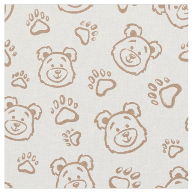 Tecido Teddy Bear Paws Boho Boy Baby Kids Neutral Beige (Detalhe)