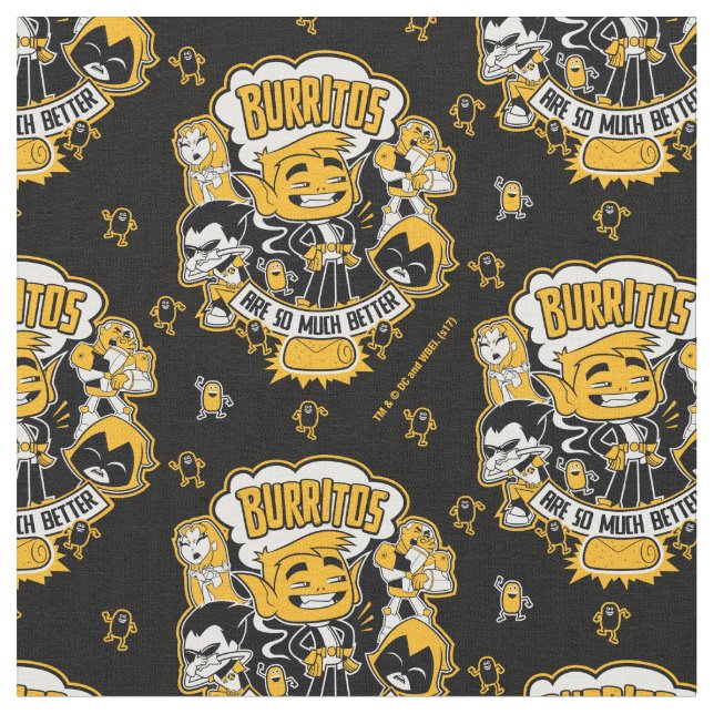 Tecido Teen Titans Go! | Beast Boy "Burritos São Melhores (Detalhe)
