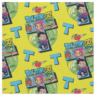 Tecido Teen Titans Go!   Colagem em Torre de Titãs