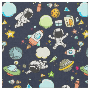 Tecido Tema legal do espaço - astronautas & navios de