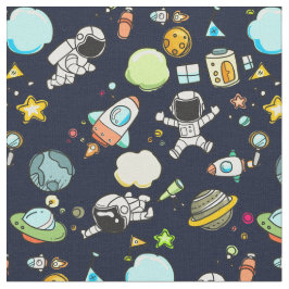 Tecido Tema legal do Espaço Exterior - Astronautas e Navi
