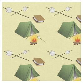 Tecido Tenda de Acampamento, Fogueira e Padrão de Smores