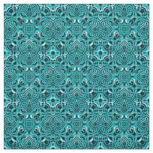 Tecido Tendy Turquoise Teal Blue African Mosaic Padrão