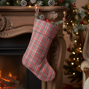 Tecido Tendy Urban Red Cinza Xadrez Tartan Padrão