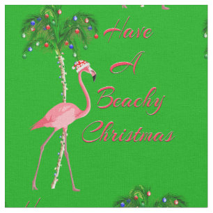 Tecido Tenha Um Flamingo De Natal De Beachê