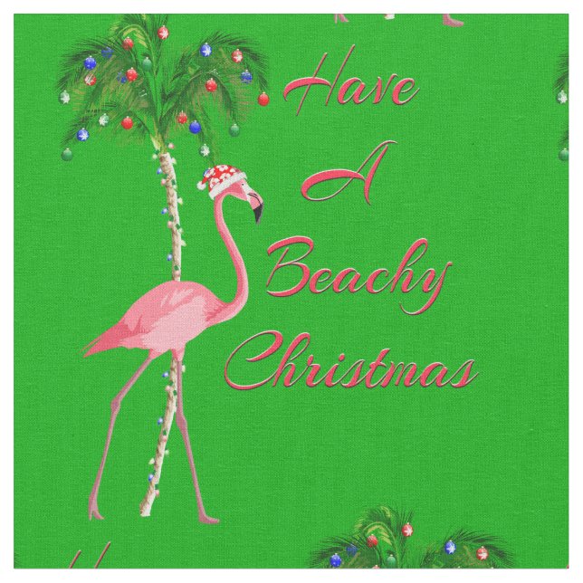 Tecido Tenha Um Flamingo De Natal De Beachê (Detalhe)