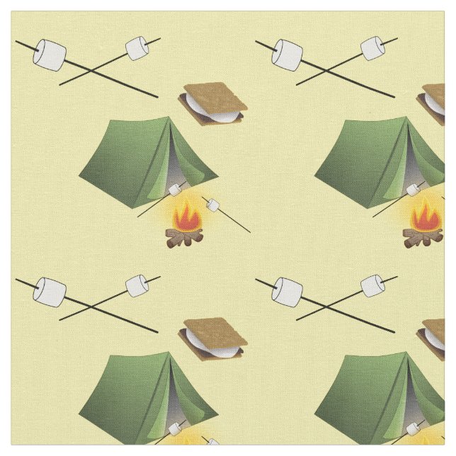 Tecido Tent de acampamento, Campfire e Smores (Detalhe)