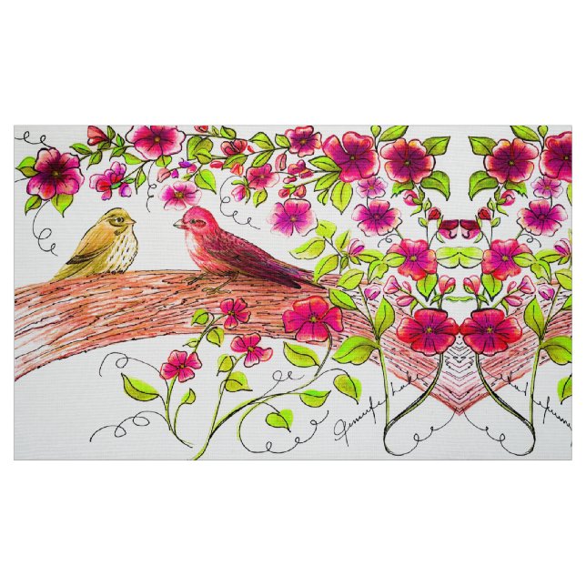 Tecido Tentilhões na Primavera (Fat Quarter)
