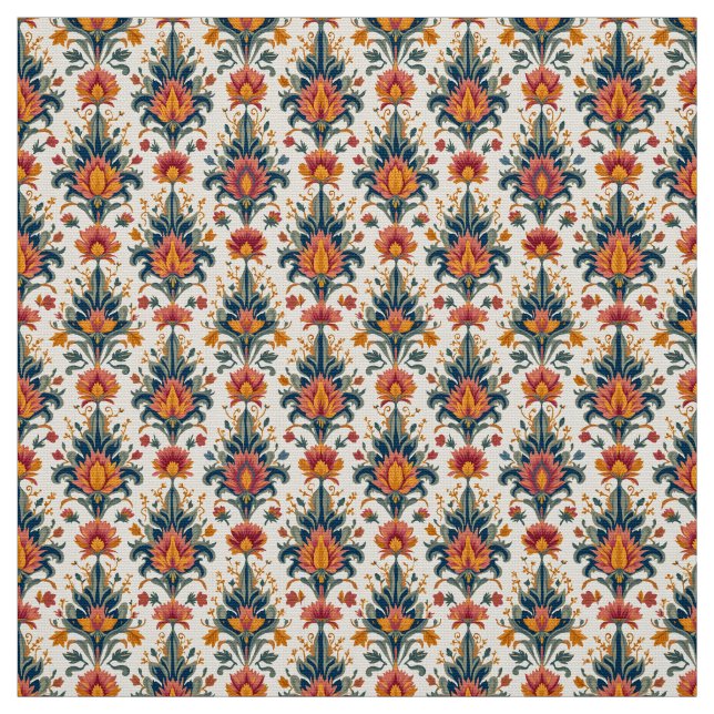 Tecido Terra Cotta e Green Vintage Damask (Modelo)