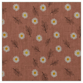 Tecido Terracota Floral Botânica Linho Natural