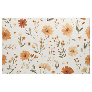 Tecido Terracotta Laranja Flor Silvestre Boho Floral
