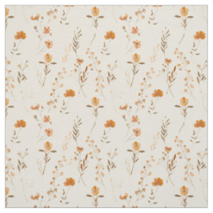 Tecido Terracotta Laranja Flor Silvestre Boho Floral