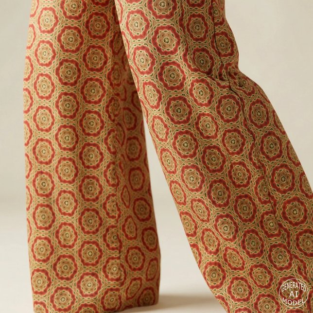 Tecido Terracotta Vermelho Mostarda Amarelo Boho Geométri (Criador carregado)