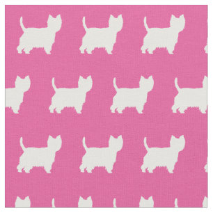 Tecido Terrier Dog Silhouhoule Pet Pink
