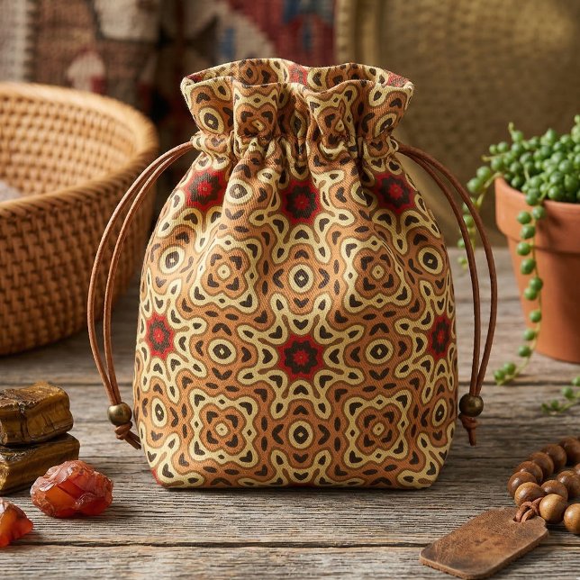 Tecido Terroso Boho Chic Padrão Geométrico Mosaico (Criador carregado)