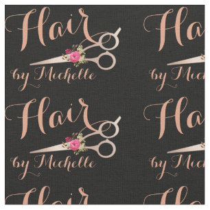 Tecido Tesoura floral Dourada rosa Salão Hairstylist