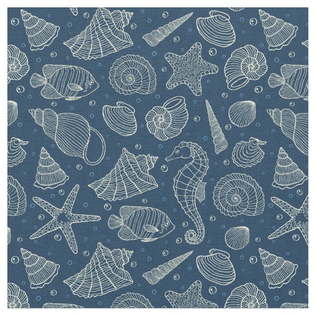 Tecido Teste padrão 2 dos habitantes do oceano (Detalhe)