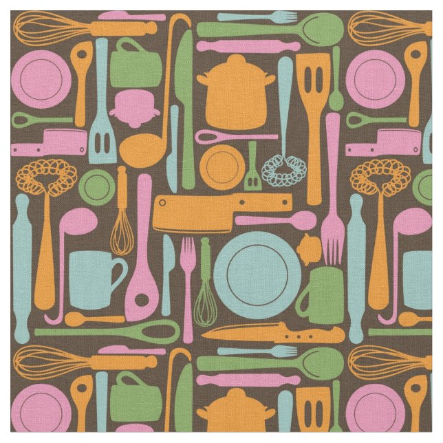 Tecido Teste padrão 3 dos utensílios da cozinha (Detalhe)