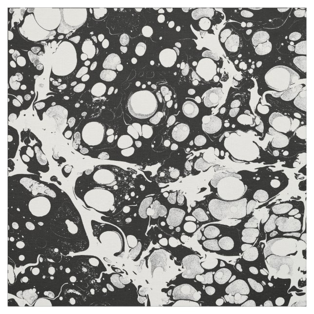 Tecido Teste padrão abstrato moderno branco preto (Modelo)