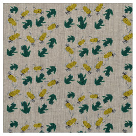 Tecido Teste padrão amarelo dos sapos verdes