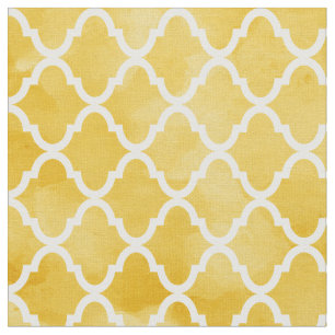 Tecido Teste padrão amarelo rico moderno de Quatrefoil d