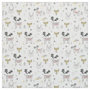 Tecido Teste padrão animal do Doodle da floresta bonito