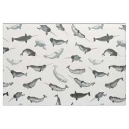Tecido Teste padrão ártico de Narwhals e de belugas
