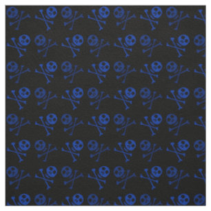 Tecido Teste padrão azul do crânio dos desenhos animado