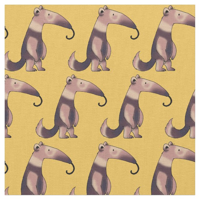 Tecido teste padrão bonito do anteater dos desenhos (Detalhe)