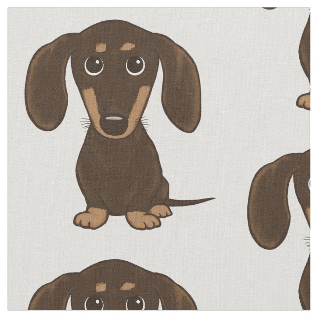 Tecido Teste padrão bonito do Dachshund do chocolate (Detalhe)
