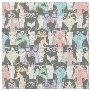 Tecido Teste padrão bonito dos gatos do hipster