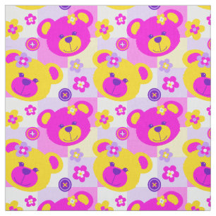 Tecido Teste padrão branco amarelo roxo do botão do ros