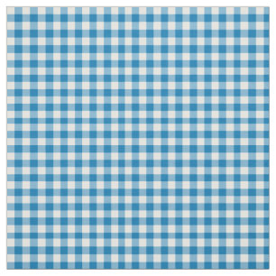 Tecido Teste padrão branco azul do guingão da verifica