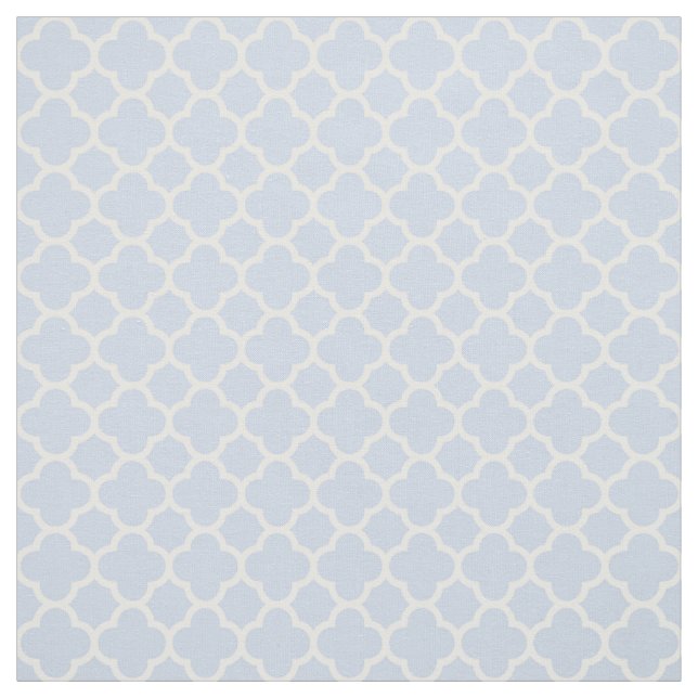 Tecido Teste padrão branco azul pálido de Quatrefoil (Modelo)