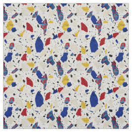 Tecido Teste padrão branco & azul vermelho do azulejo do