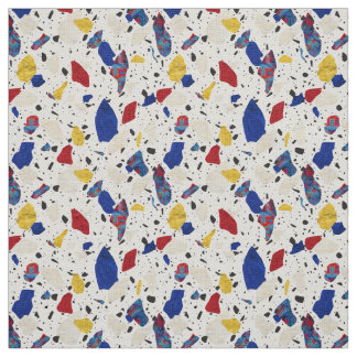 Tecido Teste padrão branco & azul vermelho do azulejo do