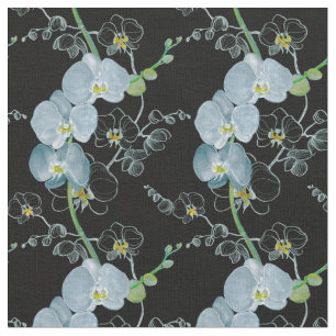 Tecido Teste padrão branco das orquídeas da aguarela