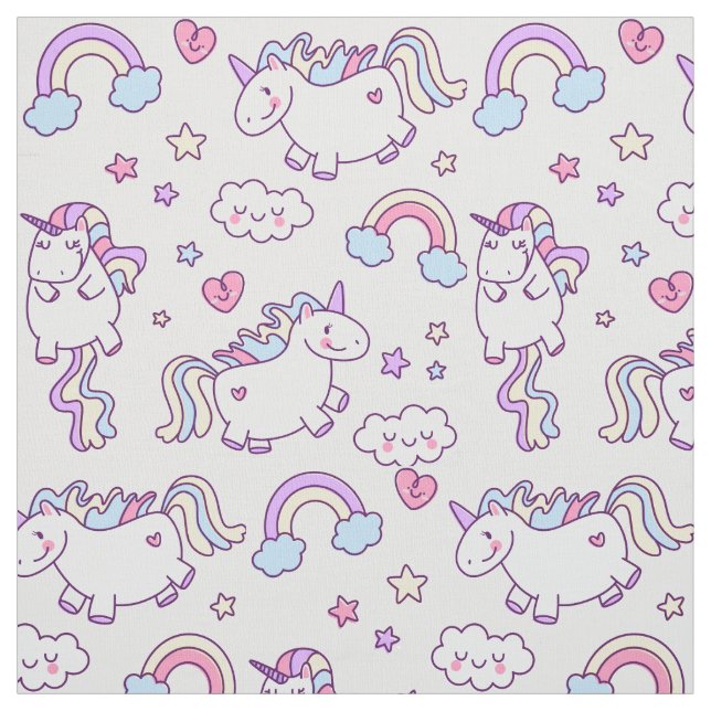 Tecido Teste padrão carnudo do arco-íris dos unicórnios (Modelo)