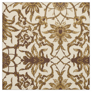 Tecido Teste padrão chinês de Nouveau da arte - Brown e