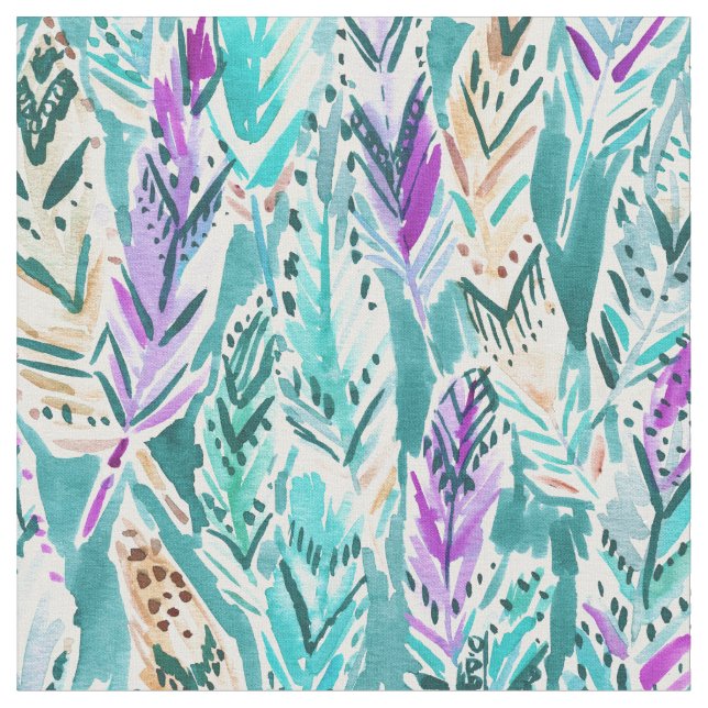Tecido Teste padrão chique da aguarela de Boho da DANÇA (Detalhe)
