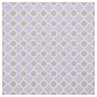 Tecido Teste padrão cinzento branco roxo de Quatrefoil