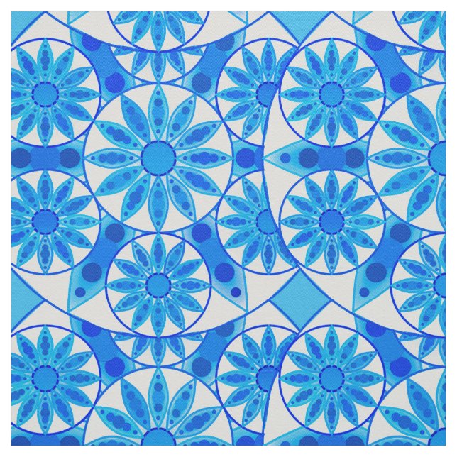 Tecido Teste padrão, cobalto, turquesa e branco da (Modelo)