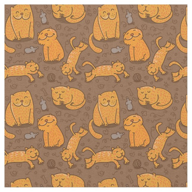 Tecido Teste padrão com gatos (Detalhe)