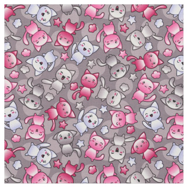 Tecido teste padrão com os gatos bonitos do doodle do (Detalhe)