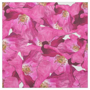 Tecido Teste padrão cor-de-rosa das papoilas florais