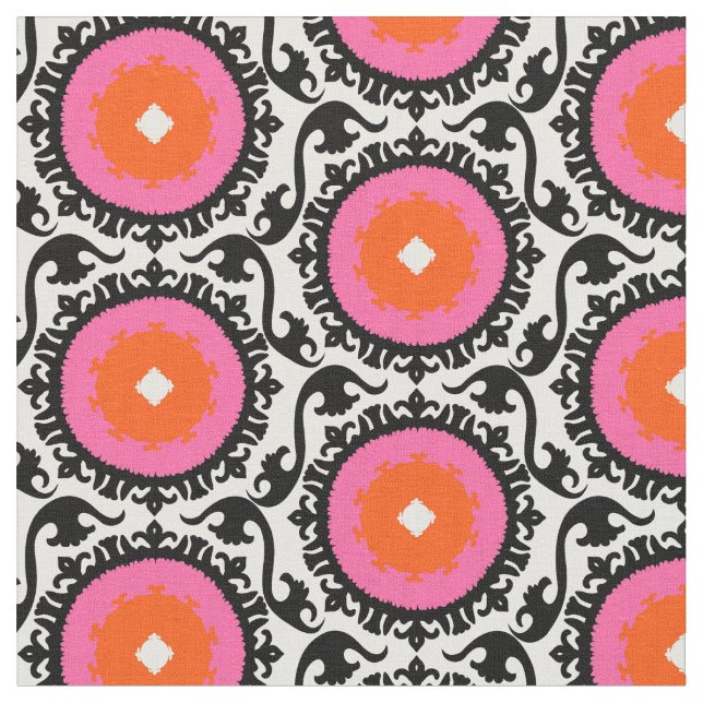 Tecido Teste padrão cor-de-rosa de Suzani (Detalhe)